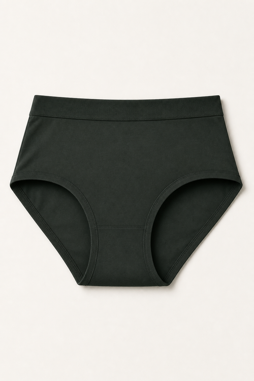 BAMBOOZZ The Brief mid-rise bamboo brief in Forest Green, front view